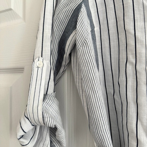 NWT Skies are Blue White and Navy Striped Shirt Dress size XS - Picture 3 of 7